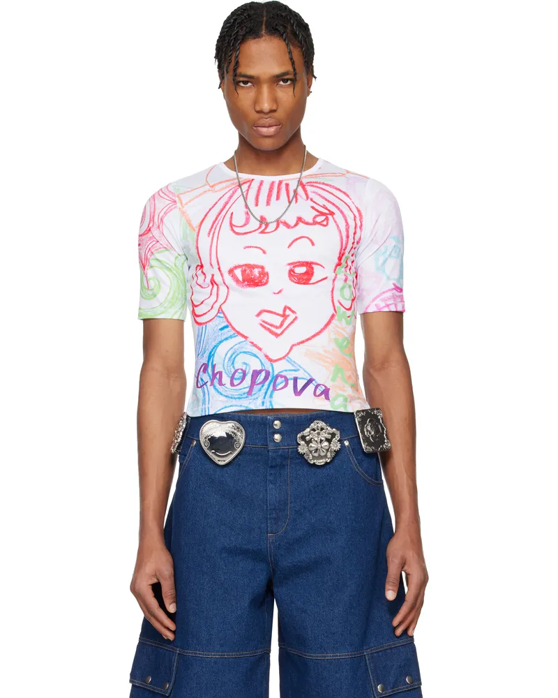 CHOPOVA LOWENA White 'It's Me!' Short Sleeve Jersey T-shirt Multi