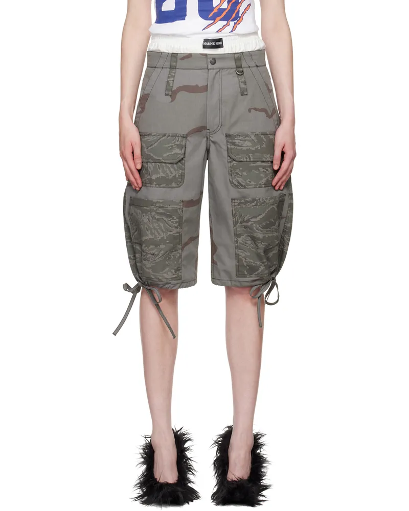 Marine Serre Gray Regenerated Camo Shorts Gr90