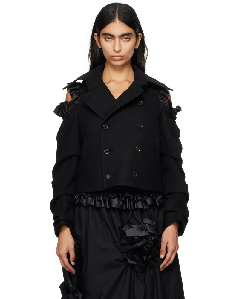 Noir Kei Ninomiya Black Milled Wool Jacket 1