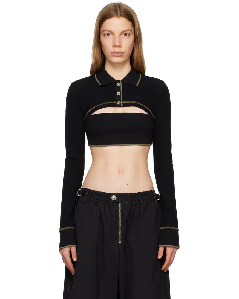 Dion Lee Black Shrunken Snap Polo Black