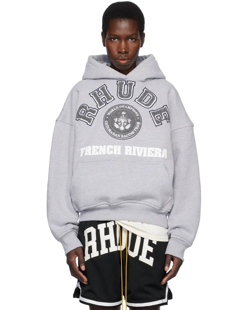RHUDE Gray 'Rhude French Riviera' Patch Hoodie 3048