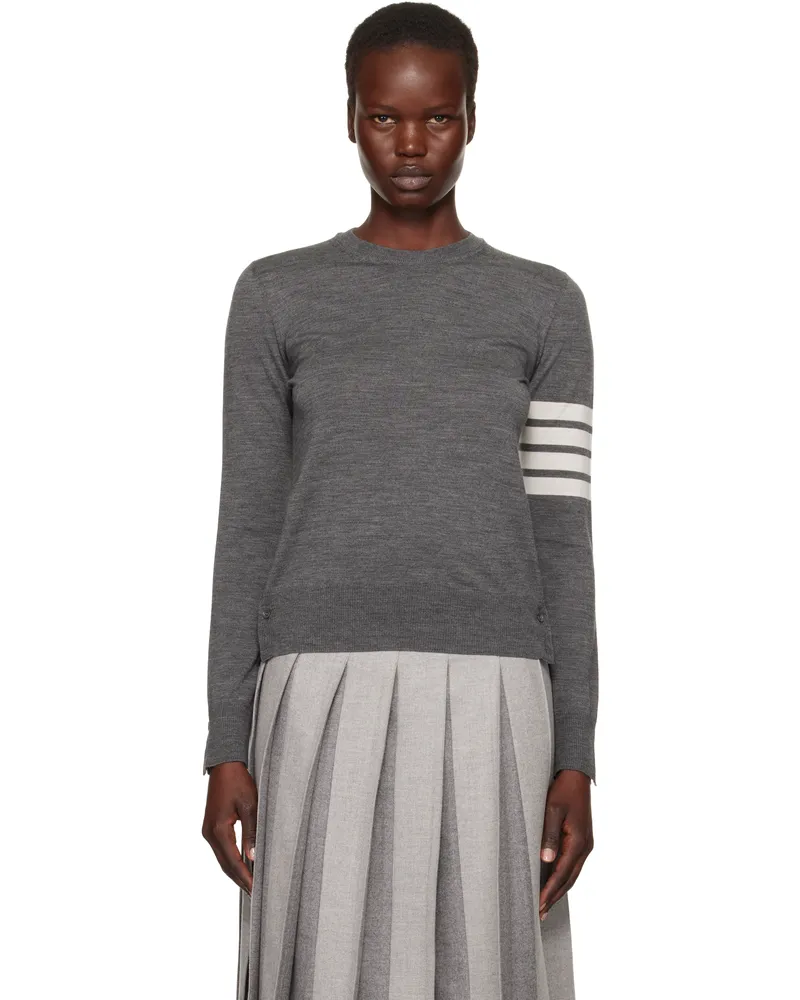 Thom Browne Gray Wool 4-Bar Relaxed Sweater 035