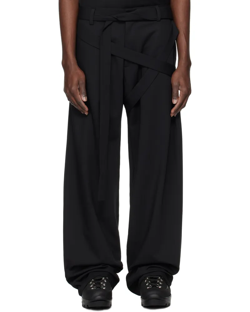 Heliot Emil Black Aegis Tailored Trousers Black