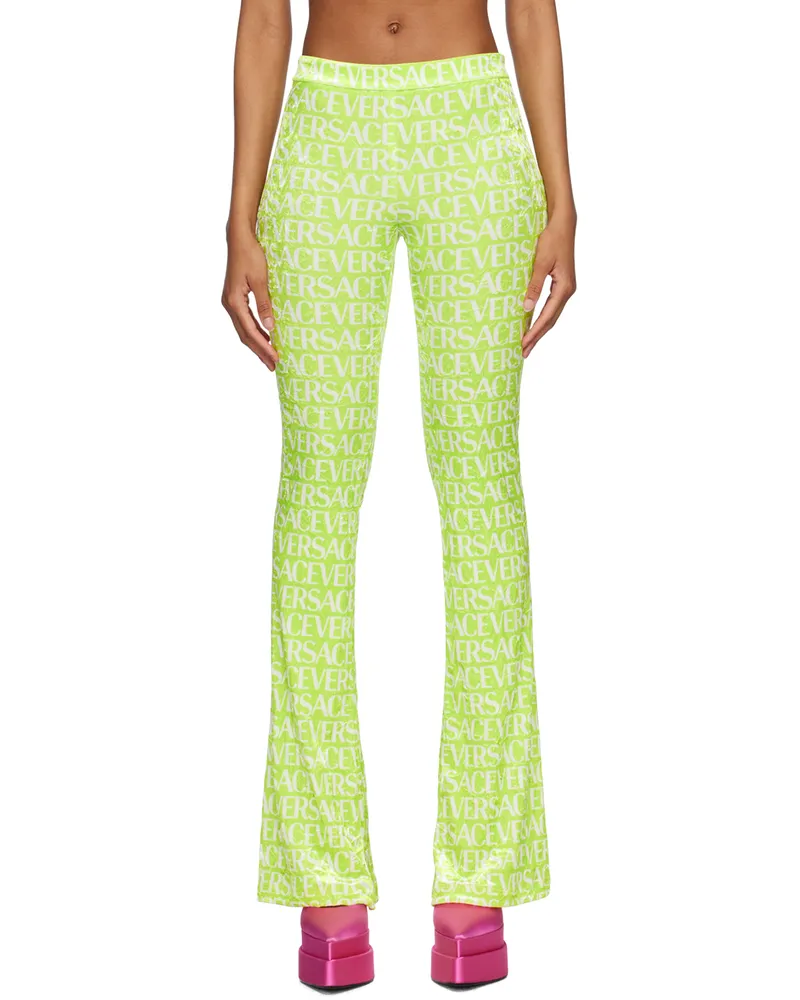 Versace Green Allover Trousers 5g300