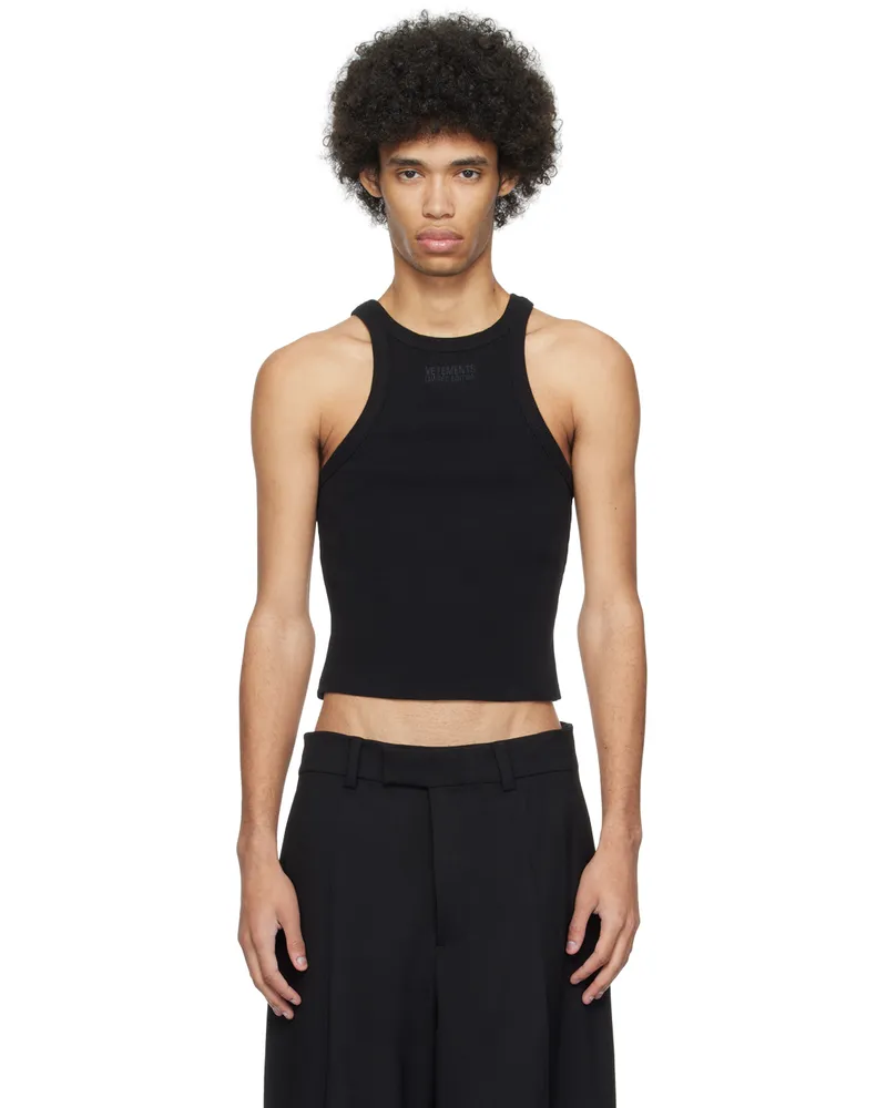 VETEMENTS Black Embroidered Tank Top Black