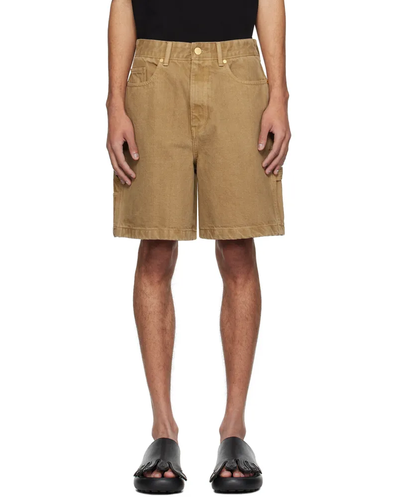 SOLID HOMME Tan Hammer Loop Shorts 323d