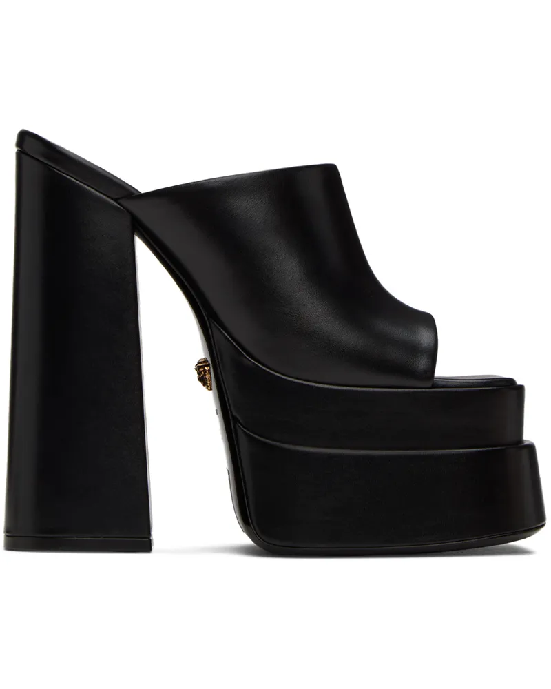 Versace Black Platform Heeled Sandals 1b00v