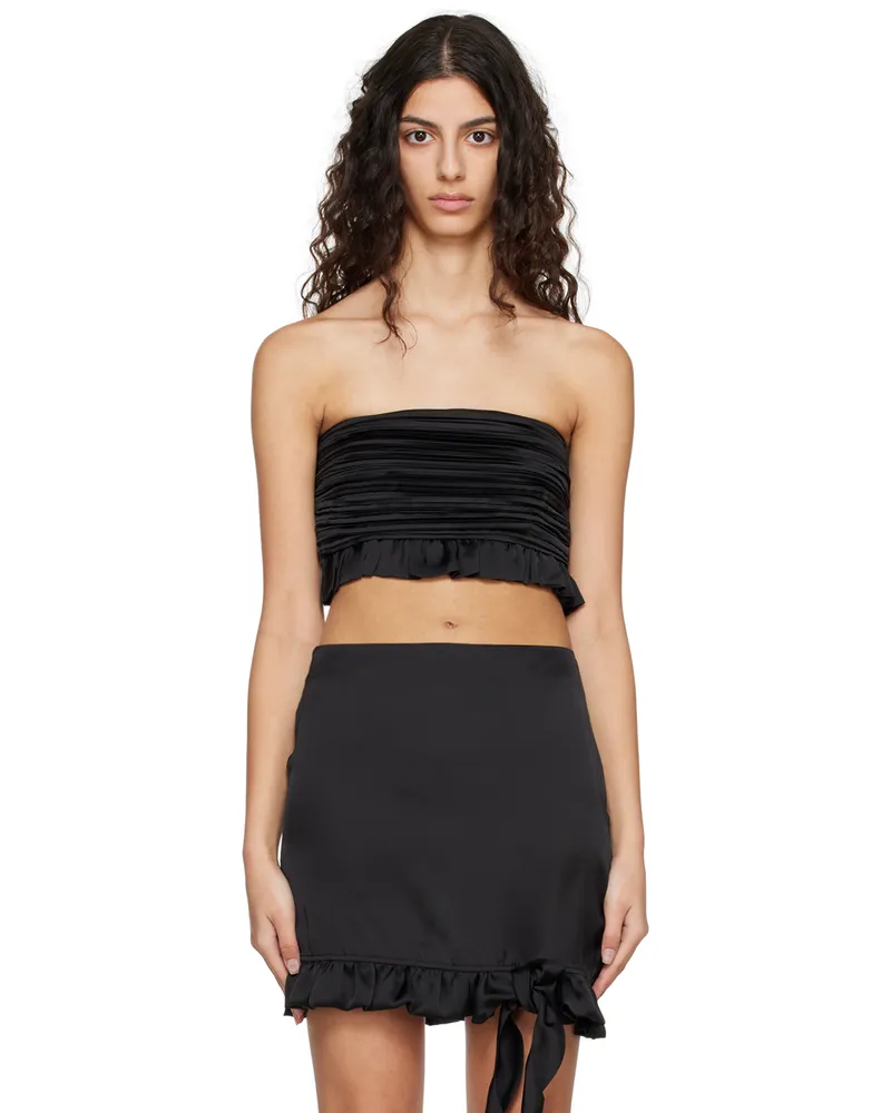 ROTATE Birger Christensen Black Pleated Tank Top 1000