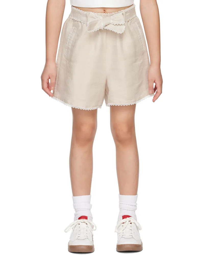 Chloé Kids Beige Lace Trim Shorts 133