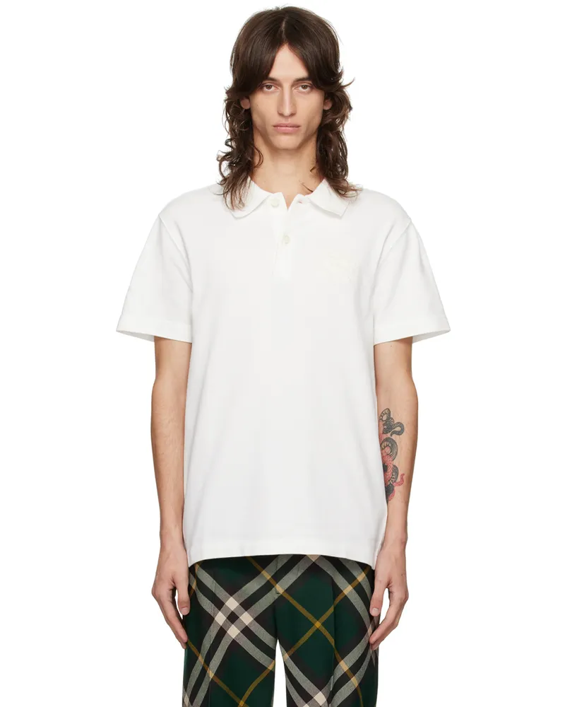Burberry White EKD Polo Chalk