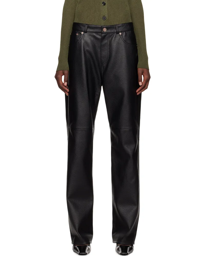 RECTO Black Greta Faux-Leather Pants Black