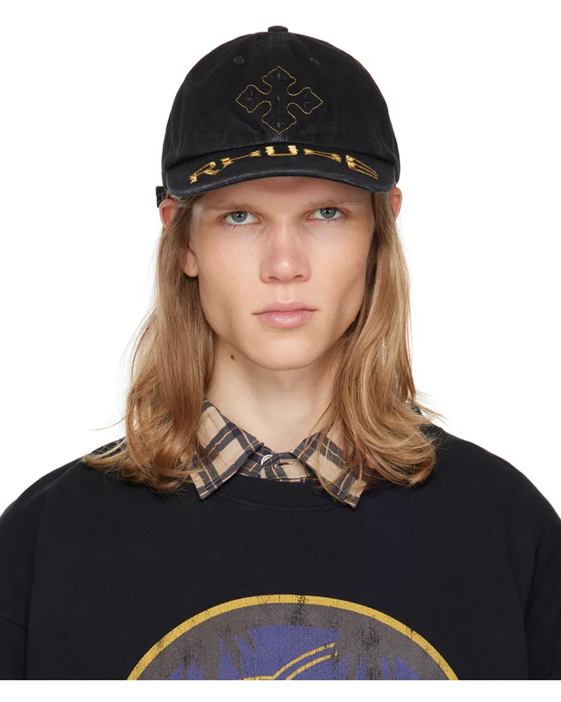 RHUDE Black 'Rhude Cross' Denim Cap Black