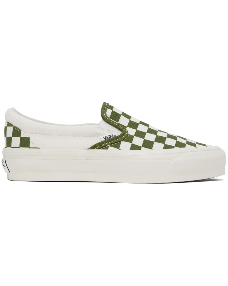 Vans Green Classic Slip-On Checkerboard Sneakers Lx
