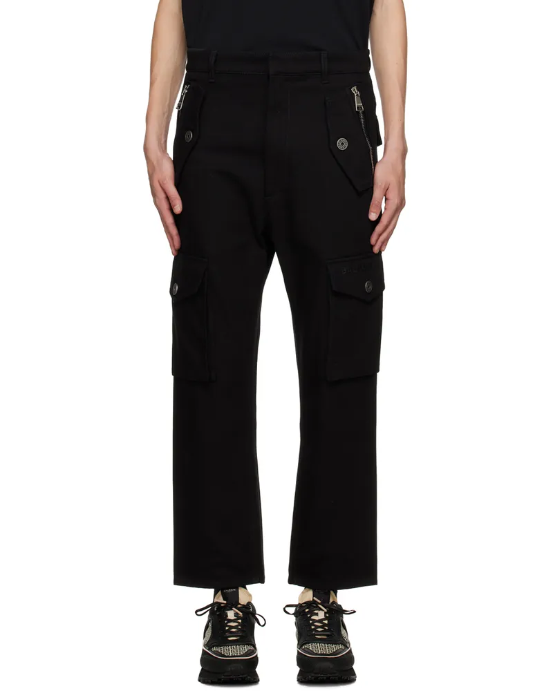 Balmain Black Zip Cargo Pants 0pa