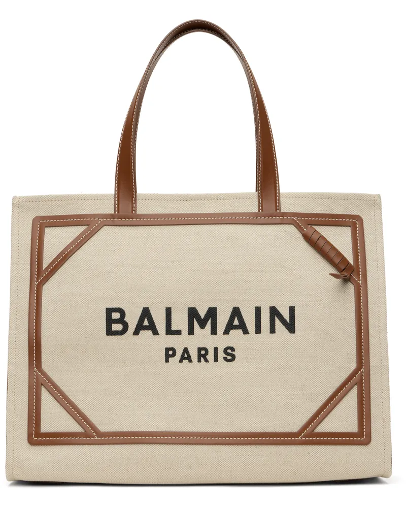 Balmain Beige & Brown B-Army 42 Canvas Tote Gem