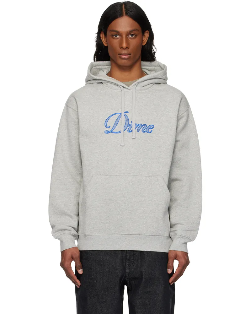 Dime Gray Cursive Logo Hoodie Heather