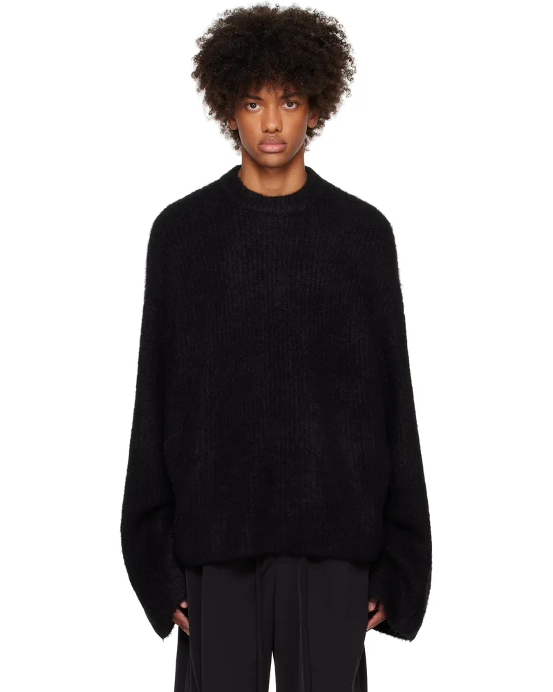 Entire Studios Black Heavy Knit Crew Sweater Crow
