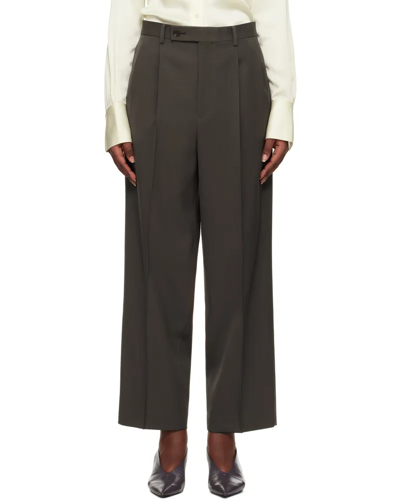 AURALEE Brown Light Wool Gabardine Trousers Dark