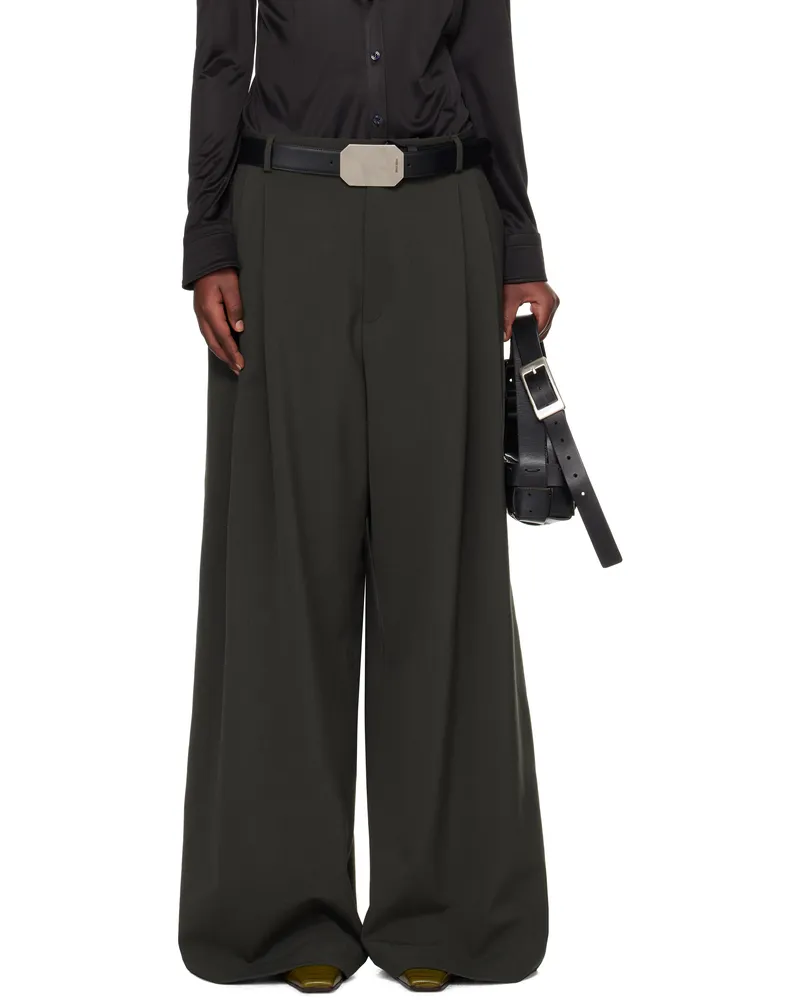 LU'U DAN Khaki Jumbo Wide Leg Trousers Military