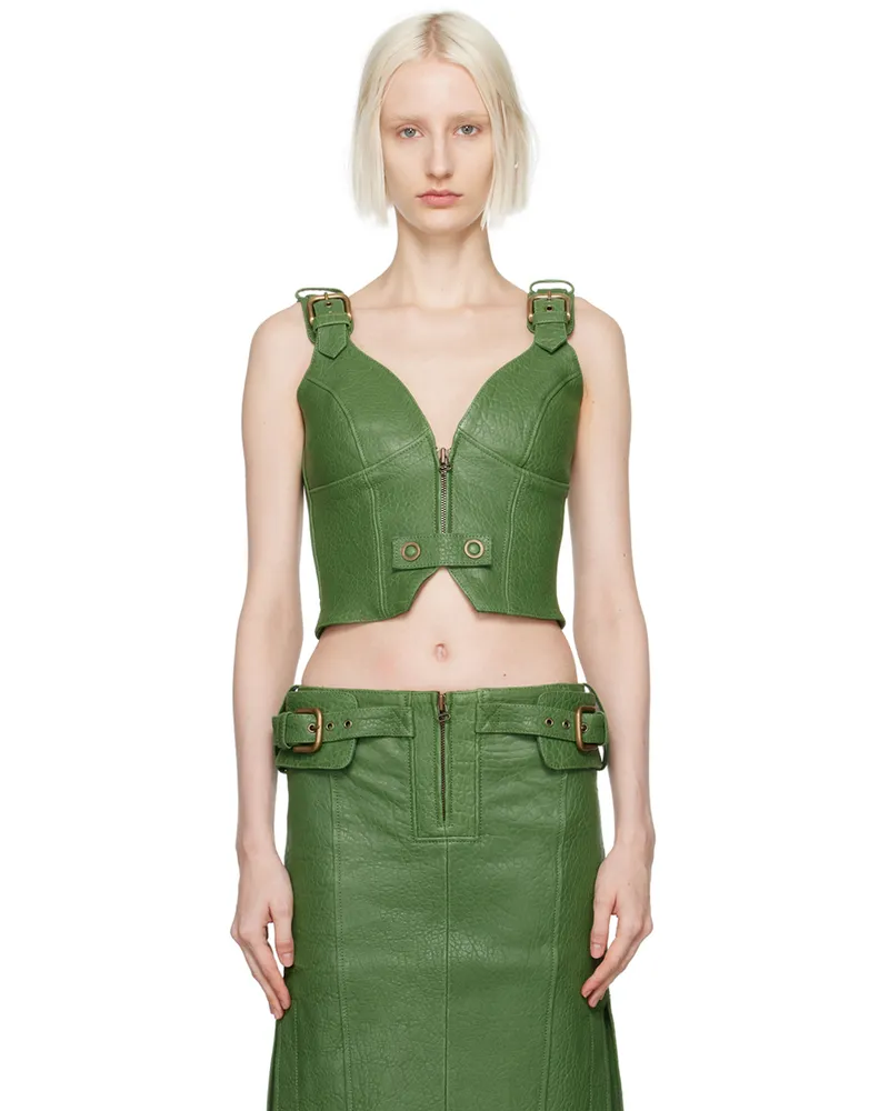 Charlotte Knowles Green Velox Leather Corset Viridian