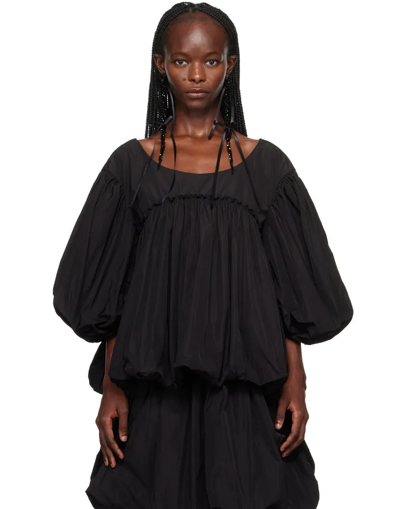Simone Rocha Black Gathered Blouse Black