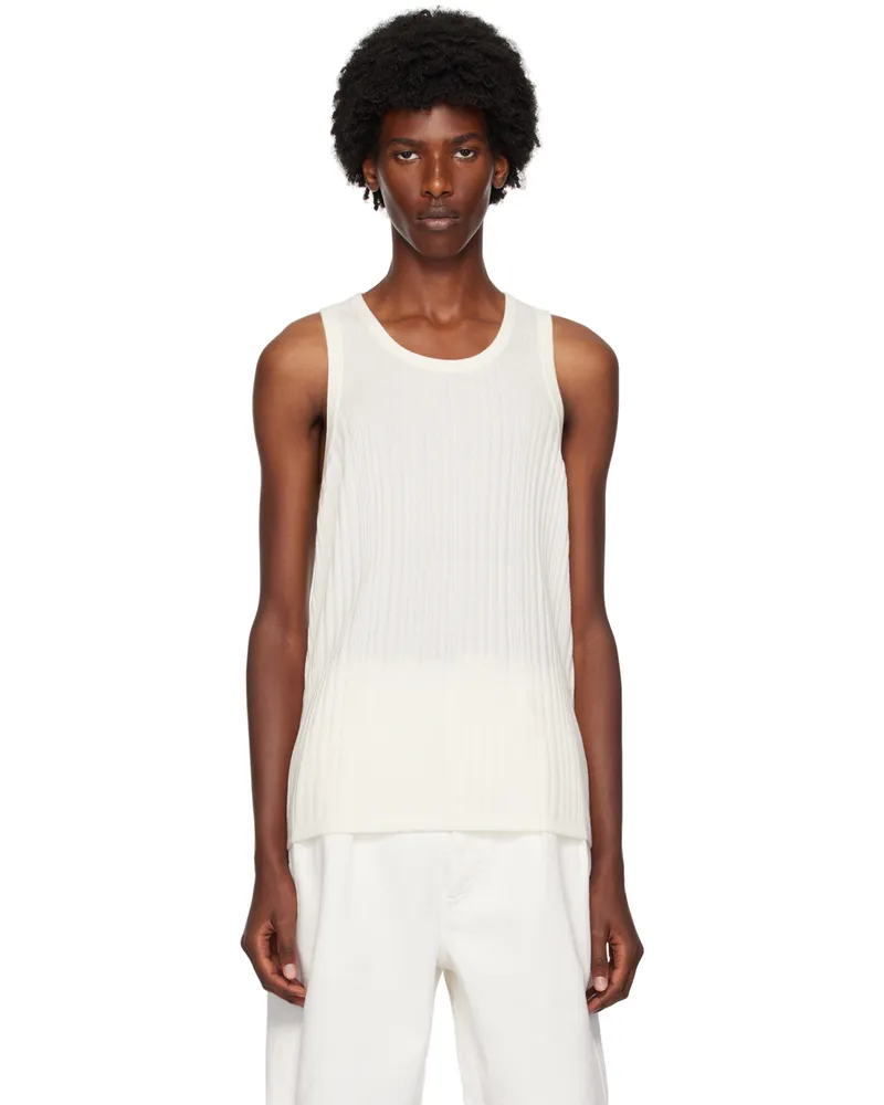 King & Tuckfield Off-White Merino Wool Tank Top Vanilla