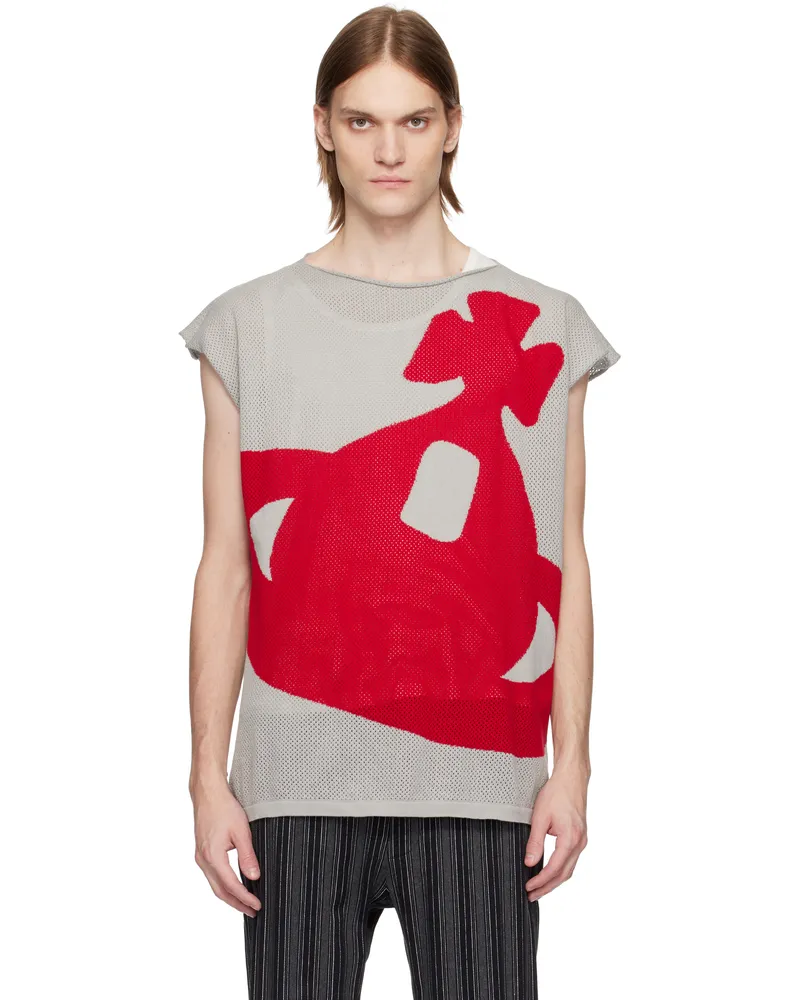 Vivienne Westwood Gray Intarsia Pixel Orb Tank Top Ss25-p401