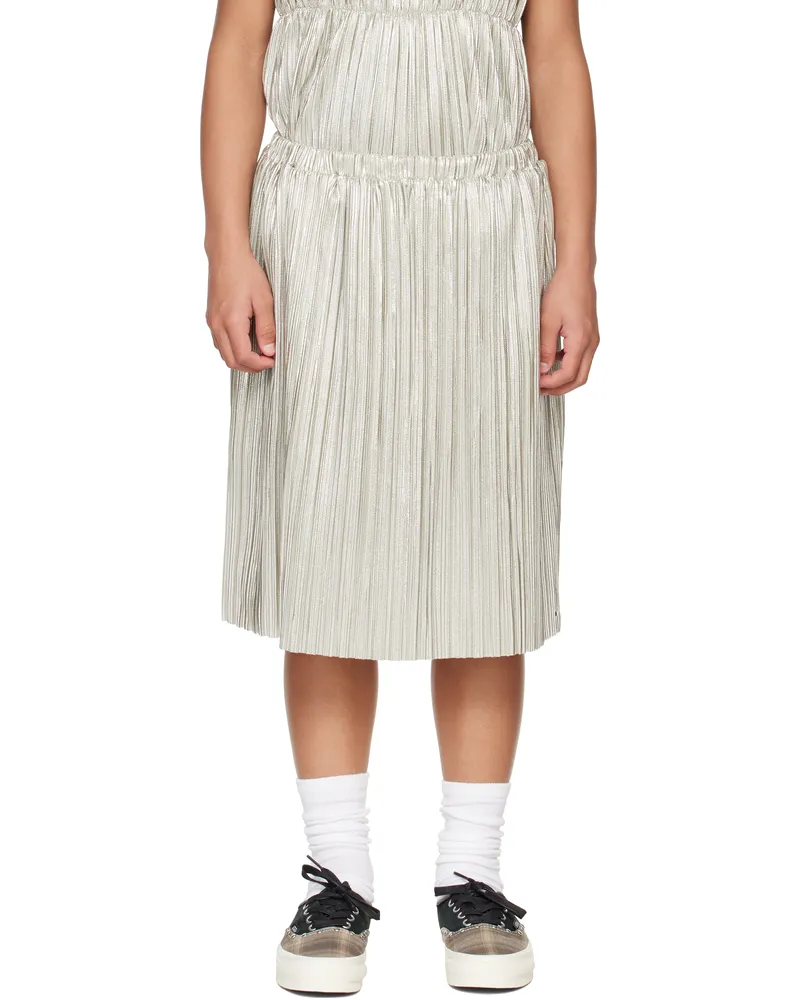 Marni Kids Silver Pleated Skirt 0m212