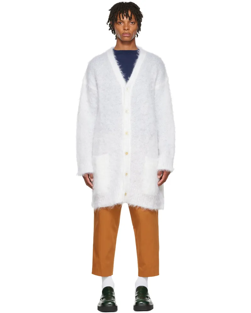 Marni White Mohair Cardigan 00w01