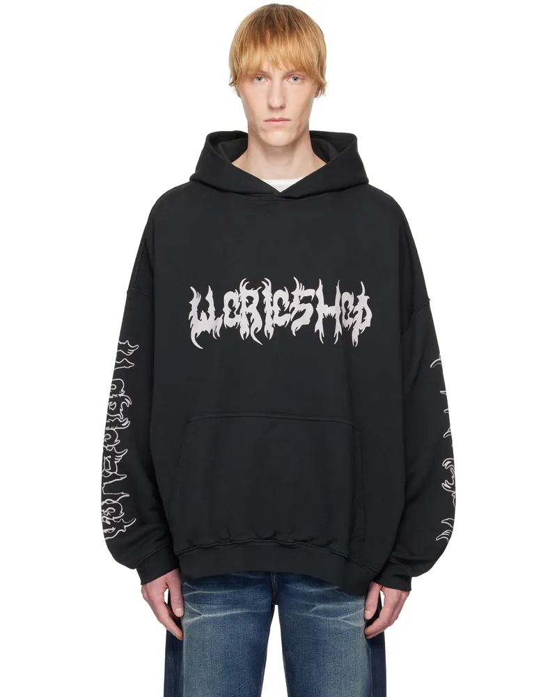 032c Black Faithless Oversized Hoodie Faded