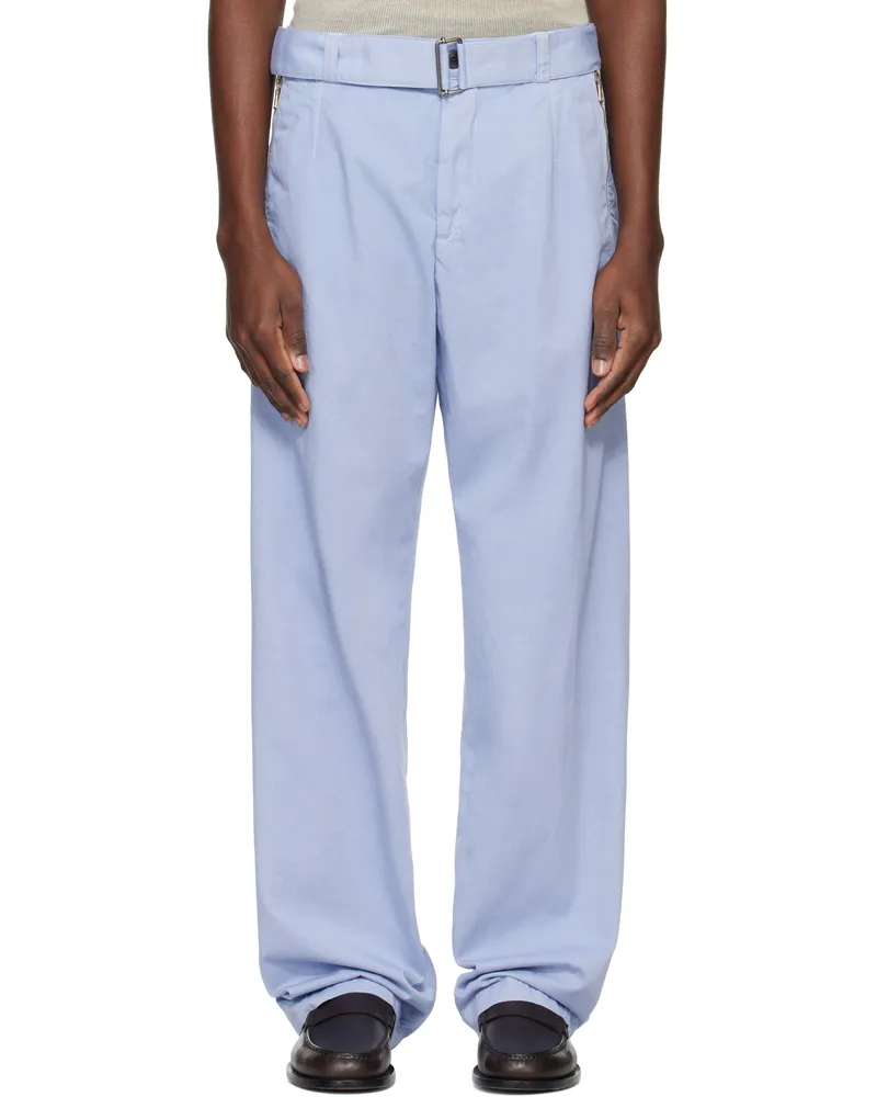 Dries van Noten Blue Straight Belted Trousers 514