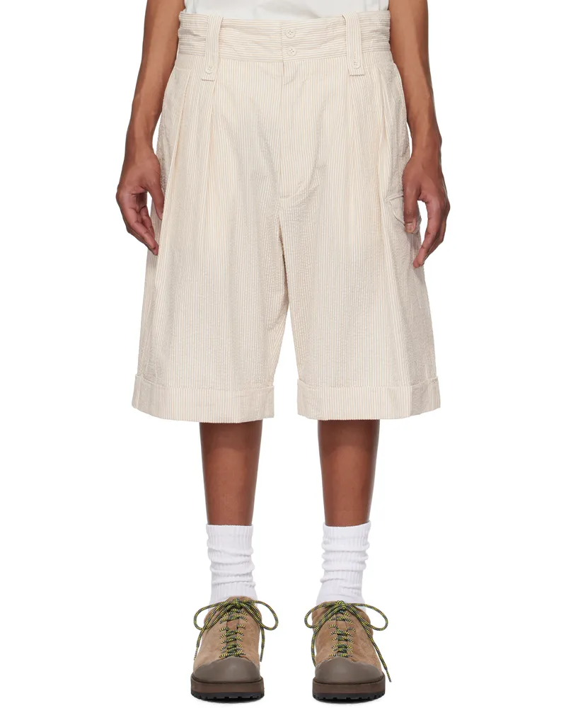 Engineered Garments Beige & White Gurkha Shorts Zt212