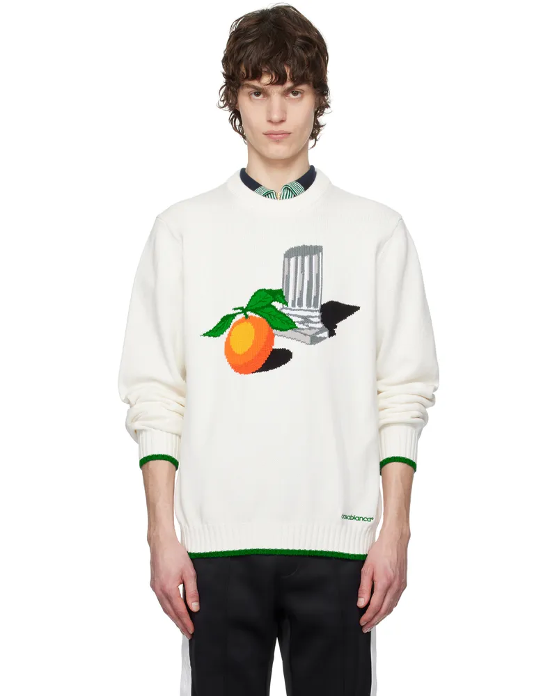 Casablanca Paris Off-White Intarsia Sweater White