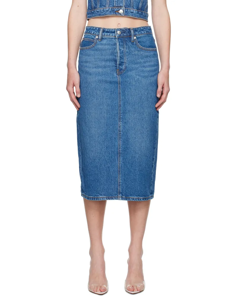 Alexander Wang Blue Pencil Denim Midi Skirt Deep