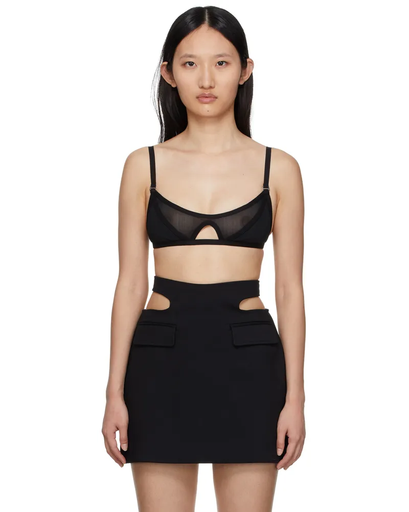 Dion Lee Black Shadow Mesh Bra Black