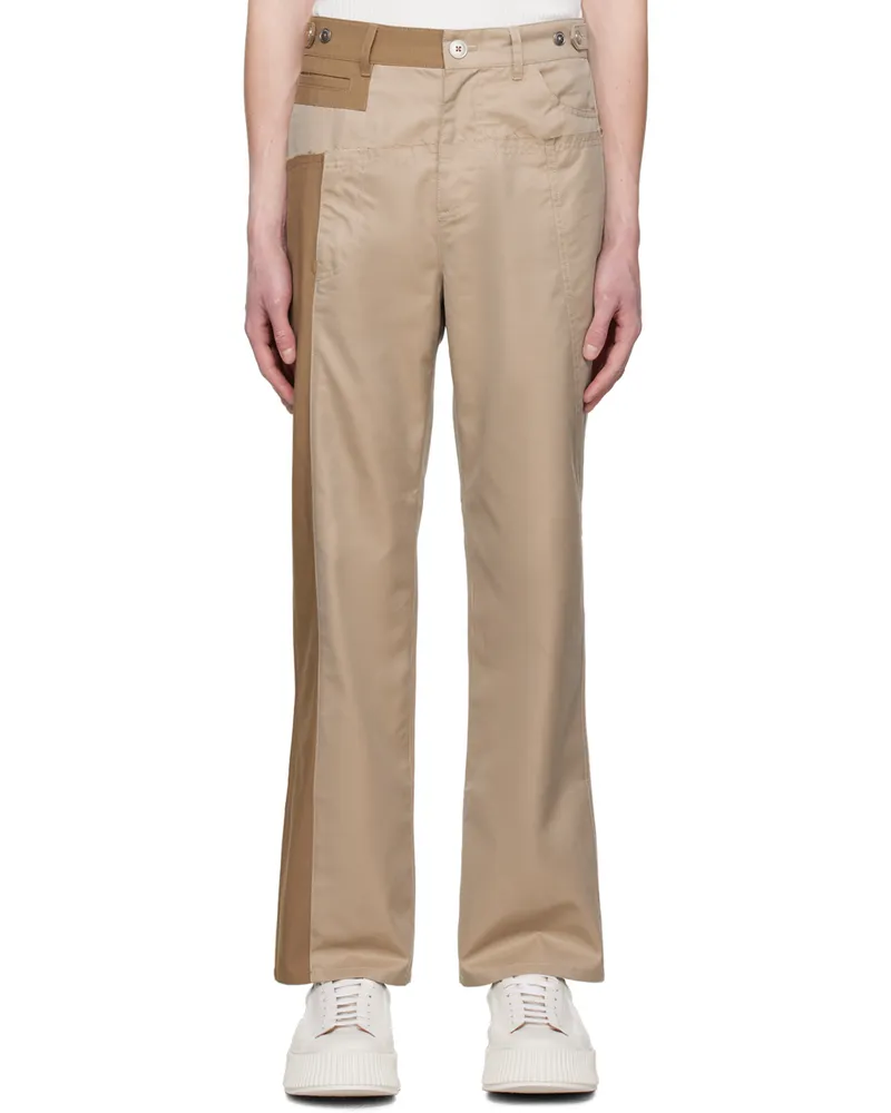 Feng Chen Wang Khaki Paneled Trousers Khaki