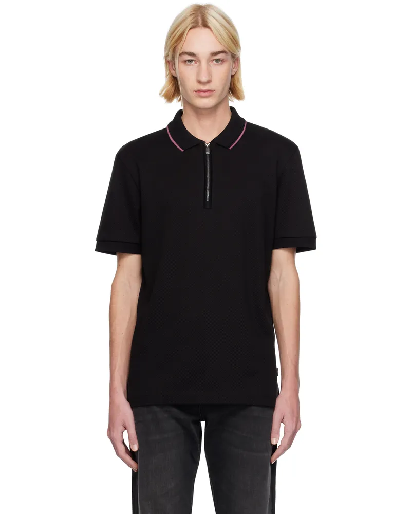 HUGO BOSS Black Zip Placket Polo 002-black