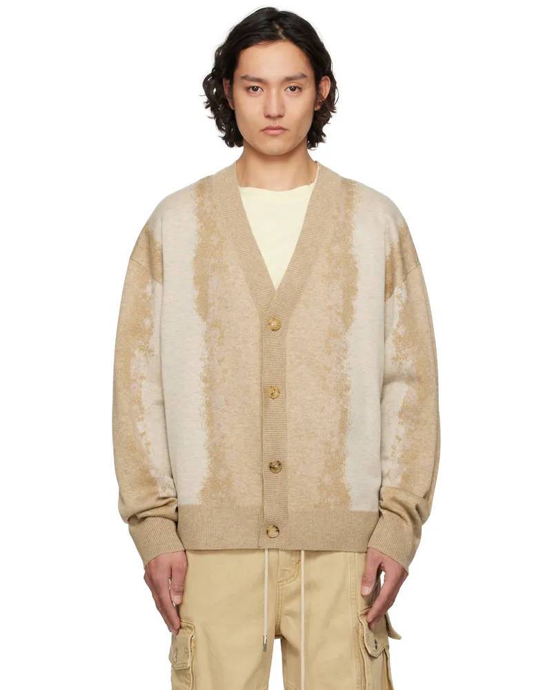 Feng Chen Wang Beige Gradient Jacquard Cardigan Flaxen