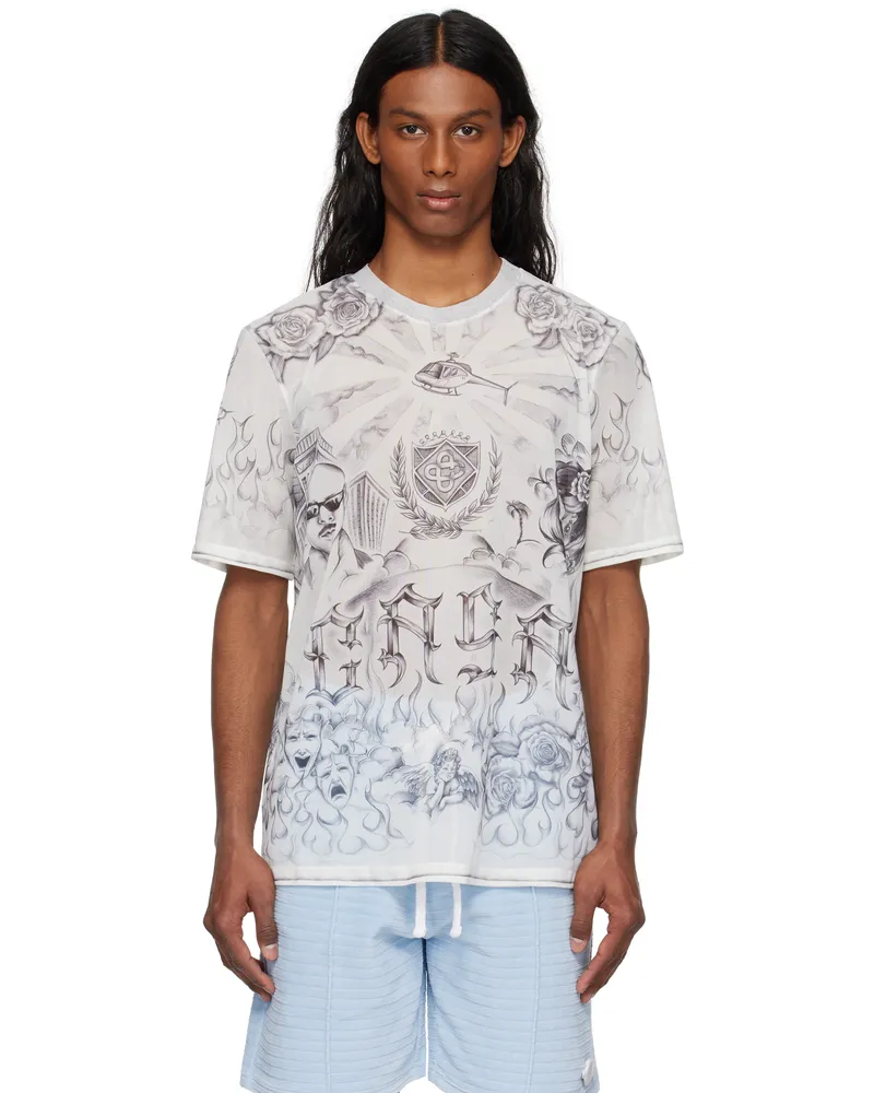 Casablanca Paris Gray Tattoo Mesh T-shirt Tattoo