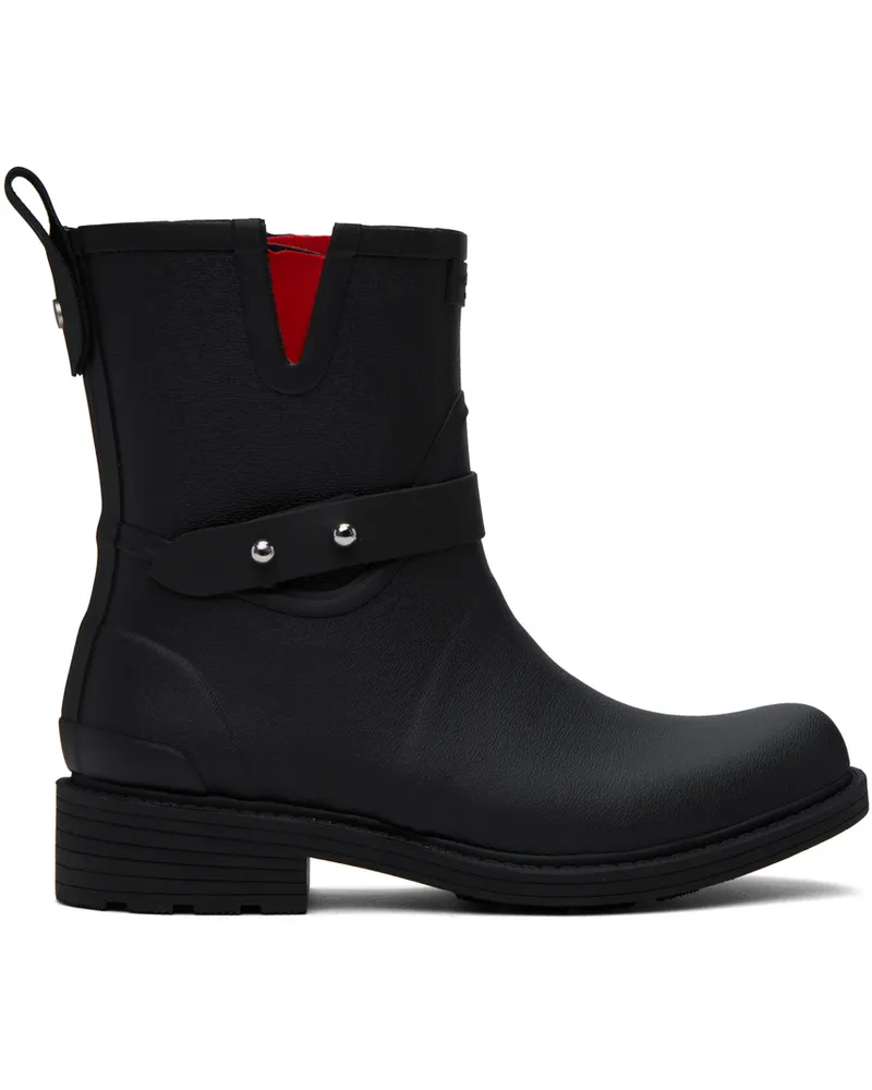 Rag & Bone Black Moto Rain Boots Blk