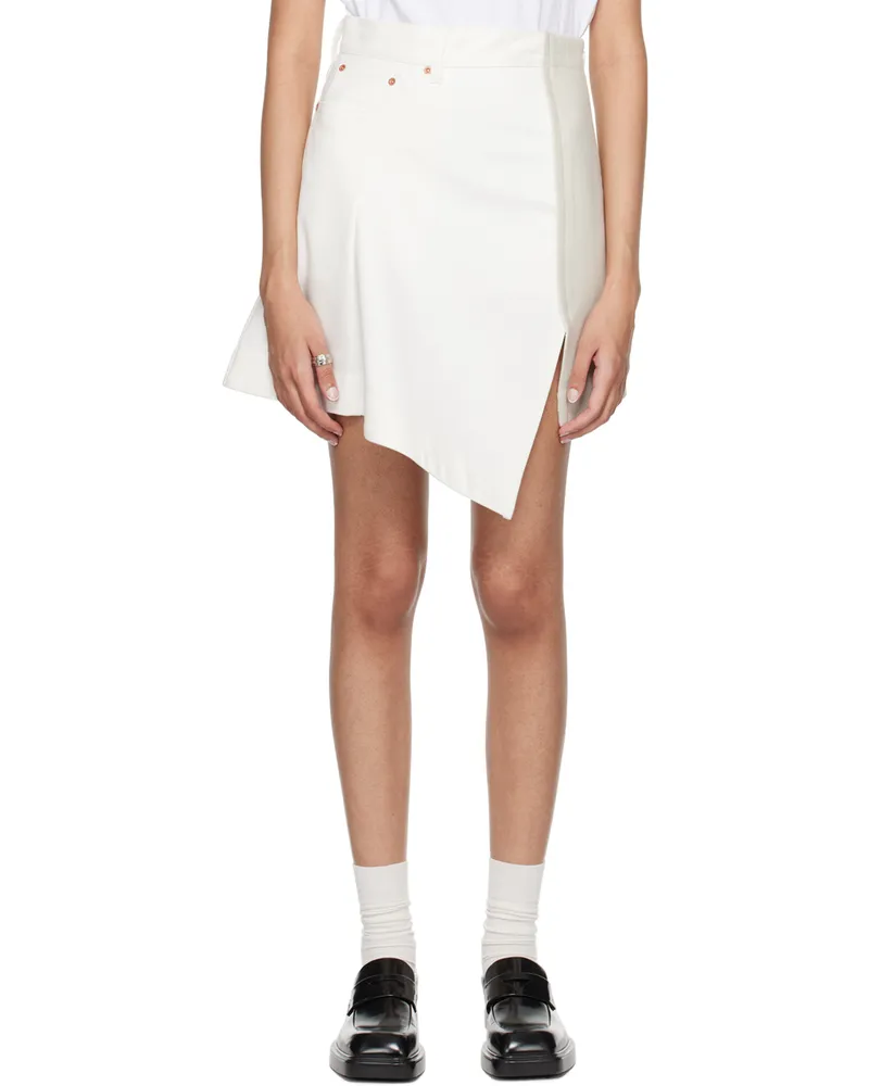 Sacai White Wool Paneled Denim Miniskirt 051