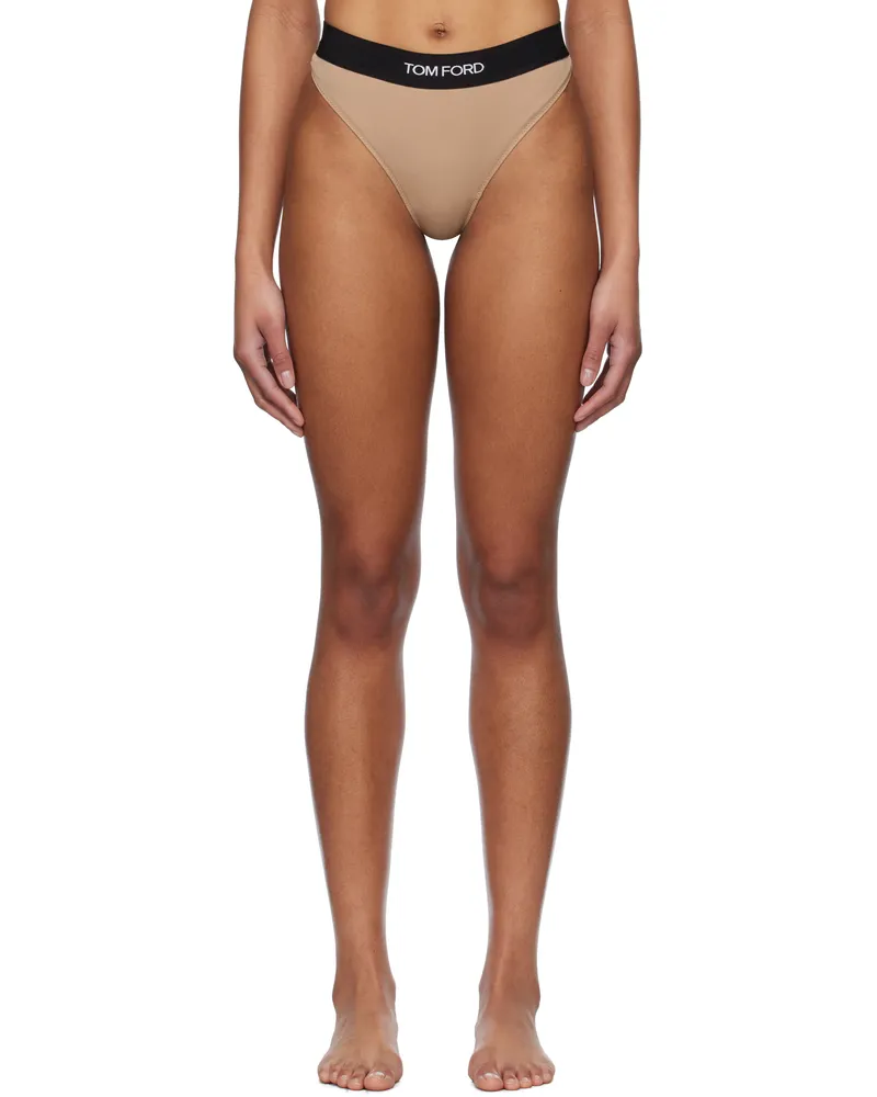 Tom Ford Beige Modal Signature Thong Dp061