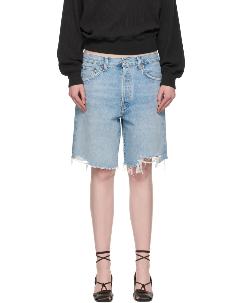 AGOLDE Blue Indra Denim Shorts Force