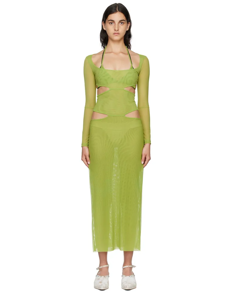 Kathryn Bowen SSENSE Exclusive Green Cutout Maxi Dress Green