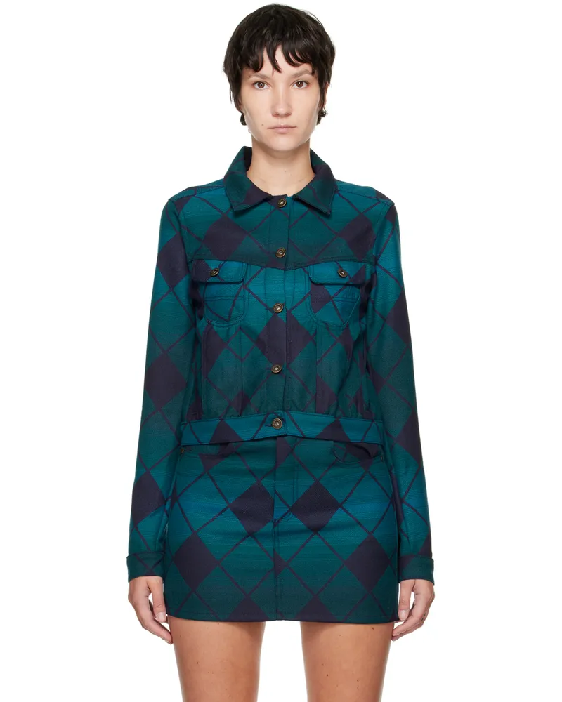 AHLUWALIA Blue Woolmark Prize Edition Jacket Navy