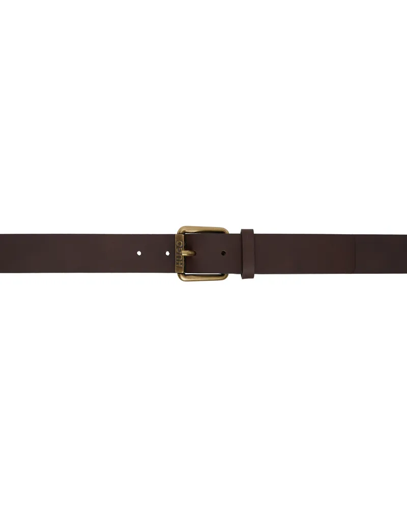 HUGO BOSS Brown Leather Belt 202-dark