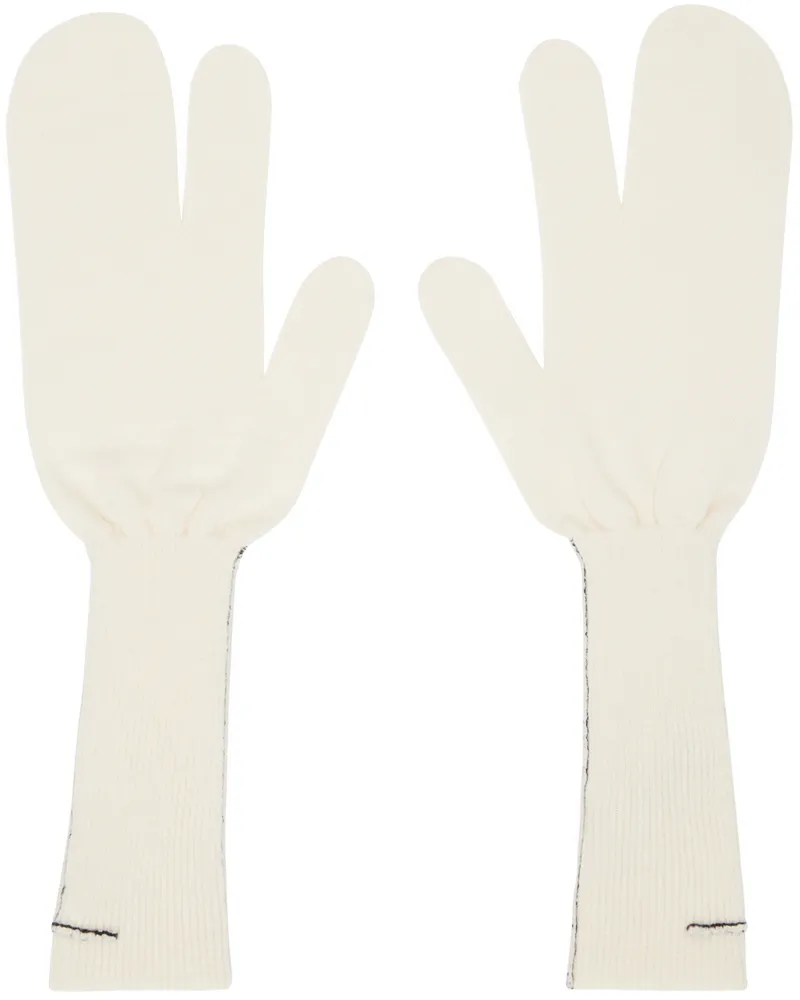 Maison Margiela Off-White Contrast Stitch Gloves 102