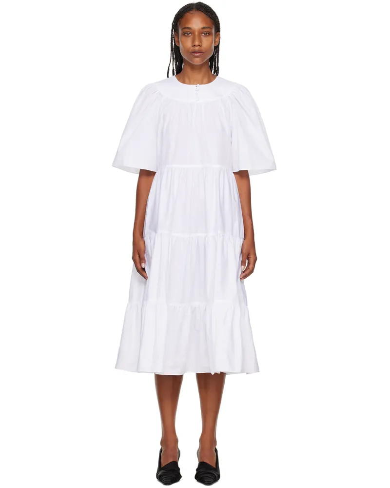 Rosetta Getty White Ruffle Maxi Dress White