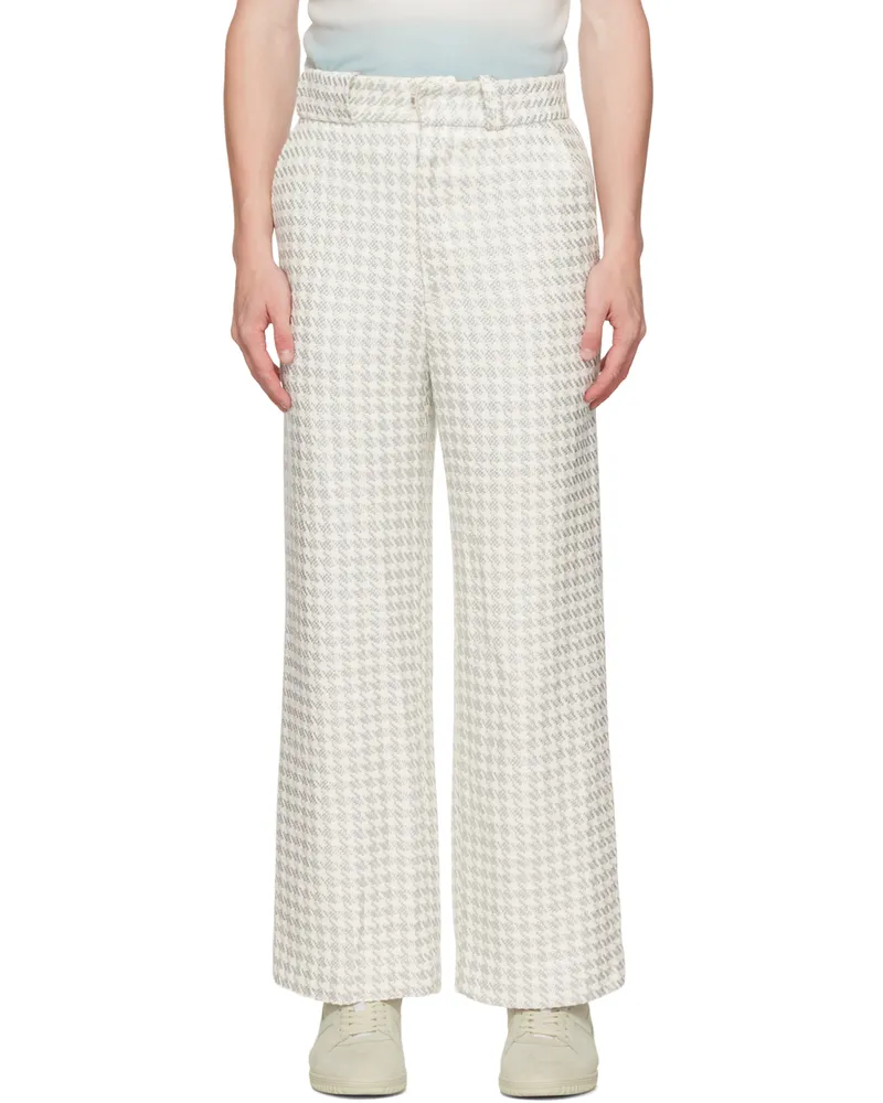 young n sang Gray Houndstooth Trousers Light