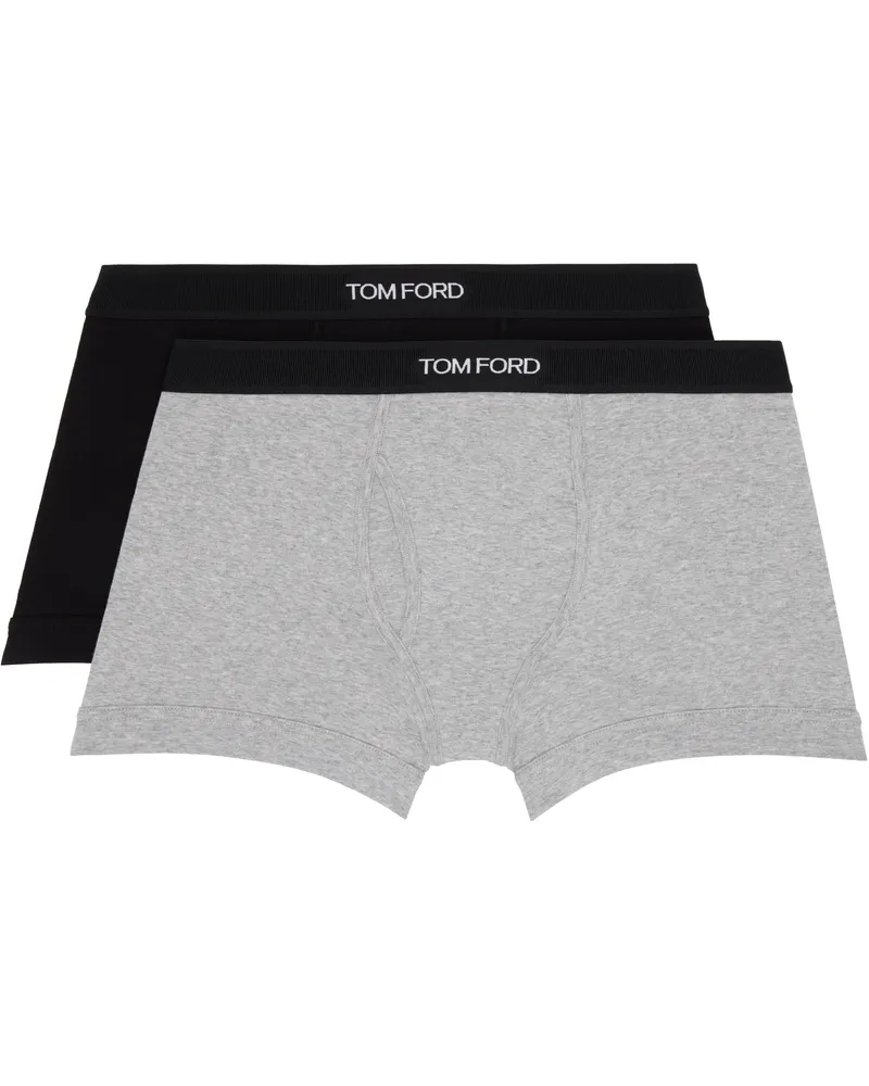 Tom Ford Two-Pack Black & Gray Cotton Boxer Briefs 008black